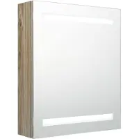 Syfax Armoire de salle de bain à miroir LED chêne 50x14x60 cm