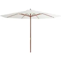 Syfax Parasol d'extérieur avec mât en bois 350 cm Blanc sable