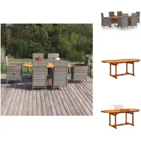 vidaXL Ensemble de jardin 7 pièces Poly Rotin Gris - Ensemble de meubles de jardin