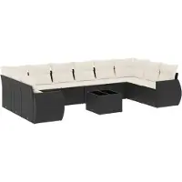 Sonstiges Salon de jardin 11 pcs avec coussins noir résine tressée