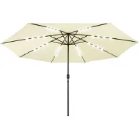 Syfax Parasol de jardin avec lumières LED et mât en métal 400cm sable