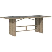 Syfax Table de jardin dessus en verre beige 190x80x74 cm