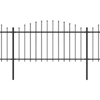 vidaXL Clôture de jardin avec lances (1.25-1.5)x10.2 m acier noir