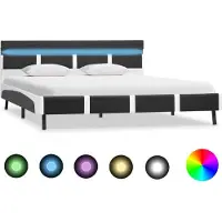 Syfax Cadre de lit avec LED sans matelas gris similicuir 140x200 cm