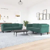 Prolenta Maison Exclusive - Ensemble de canapés 2 pièces en velours vert foncé