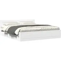 vidaXL Cadre de lit avec tête de lit sans matelas blanc 180x200 cm