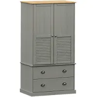 Syfax Garde-robe VIGO gris 90x55x170 cm bois massif de pin