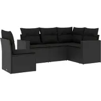Sonstiges Salon de jardin 5 pcs avec coussins noir résine tressée