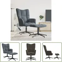 The Living Store Fauteuil relax avec pouf gris foncé velours
