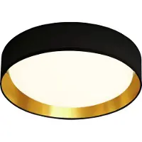 Searchlight Gianna LED Plafonnier 37cm Abat-jour textile noir or rond 15W blanc chaud