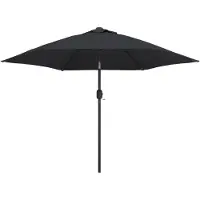 Syfax Parasol d'extérieur avec lumières LED et mât en acier Noir
