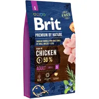 Brit Premium By Nature Adult Small S - Nourriture complète au poulet pour chiens adultes de petite taille - 8 kg + nourriture humide avec volaille 6x1240 g