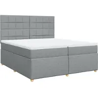 vidaXL Lit boxspring avec matelas gris clair 200x200 cm Tissu