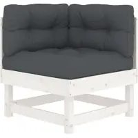 Syfax Canapé d'angle avec coussins blanc bois de pin solide