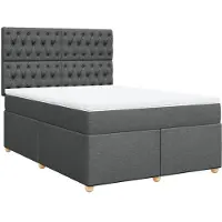 vidaXL Lit boxspring avec matelas gris foncé 140x190 cm Tissu
