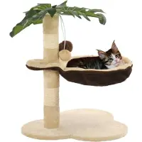 Syfax Arbre à chat avec griffoir en sisal 50 cm Beige et Marron