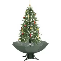 Syfax Arbre de Noël neigeux avec base de parapluie Vert 170 cm