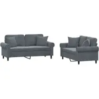 vidaXL Ensemble de canapés 2 pièces avec coussins gris foncé velours