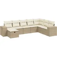 vidaXL Ensemble de jardin canapé 8 pièces avec coussins Beige Poly Rattan