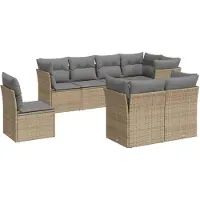 vidaXL Ensemble de jardin canapé 8 pièces avec coussins Beige Poly Rattan