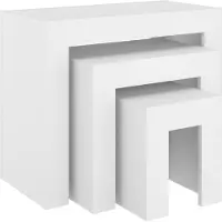 Syfax Tables basses gigognes 3 pcs Blanc Bois d’ingénierie