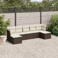 Prolenta Maison Exclusive - Salon de jardin avec coussins 7 pcs marron résine tressée