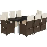 vidaXL Salon de jardin 9 pièces avec coussins Marron Poly rotin