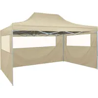 Syfax Tente pliable avec 4 parois latéraux 3 x 4,5 m Blanc crème