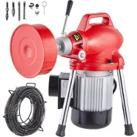 Vevor Déboucheur Électrique Canalisation 20 m x 16 mm Machine Nettoyage Tuyaux Alimentation Manuelle 250 W 7 Coupeurs