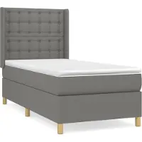 Syfax Sommier à lattes de lit avec matelas Gris foncé 90x200 cm Tissu