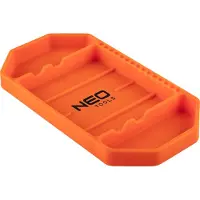 Neo Tools Rangement pour outils, silicone, 27,5 x 14,5 x 2,5 cm ; 3 compartiments, 15 porte-embouts, antidérapant, léger, protection pour les outils et l'équipement d'atelier, flexible