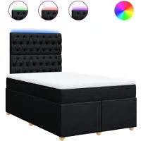 vidaXL Lit boxspring avec matelas noir 120x200 cm Tissu