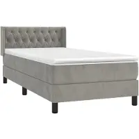 Syfax Sommier à lattes de lit et matelas Gris clair 90x190 cm Velours