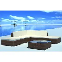 Prolenta Maison Exclusive - Salon de jardin 6 pièces avec coussins en polyrotin brun