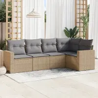 Prolenta Maison Exclusive - Salon de jardin avec coussins 5 pcs beige résine tressée