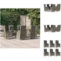 vidaXL Ensemble de jardin 7 pièces avec coussins noir et gris Poly rotin - Ensemble de meubles de jardin