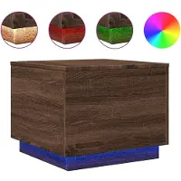 Syfax Table basse avec lumières LED chêne marron 50x50x40 cm