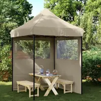 Prolenta Maison Exclusive - Tente de réception pliable Pop-Up avec 2 panneaux latéraux, couleur taupe