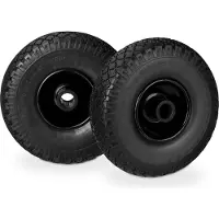Relaxdays Lot de 8 roues pour diable, anti-crevaison, pneus pleins 3.00-4, jante en acier, axe de 25 mm, charge maximale de 100 kg, dimensions 260 x 85 mm, noir