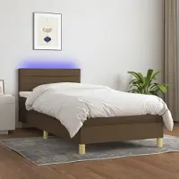 Prolenta Maison Exclusive - Sommier à lattes de lit matelas et LED Marron foncé 100x200cm