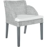 Syfax Chaise à manger avec coussin Gris Rotin naturel