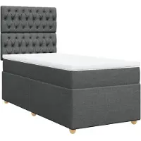 vidaXL Lit boxspring avec matelas gris foncé 90x190 cm Tissu