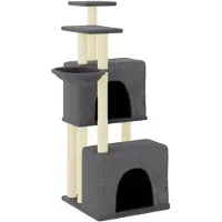 Syfax Arbre à chat avec griffoirs en sisal gris foncé 122 cm