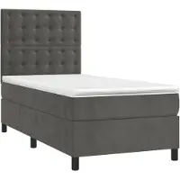 Syfax Sommier à lattes de lit et matelas Gris foncé 90x190 cm Velours