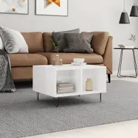 Prolenta Maison Exclusive - Table basse blanc brillant 60x50x36,5 cm Matériau dérivé du bois