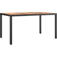 Syfax Table de jardin plateau en bois Noir Résine tressée bois massif