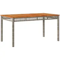 vidaXL Table de jardin Gris 140x80x75 cm Poly rotin Acacia