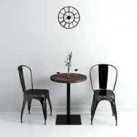 Prolenta Maison Exclusive - Table de bistrot ronde en MDF et acier, 60 × 75 cm, frêne foncé