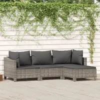 Prolenta Maison Exclusive - Salon de jardin 4 pièces avec coussins gris en polyrotin