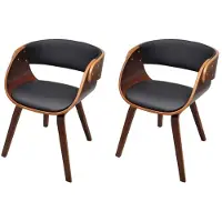 Syfax Chaises à manger lot de 2 marron bois courbé et similicuir